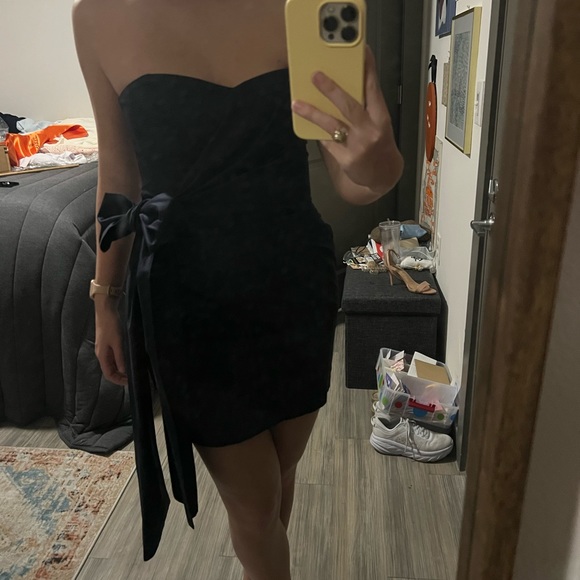 Strapless Bow-Cinching French Connection Navy Dress - Picture 2 of 5